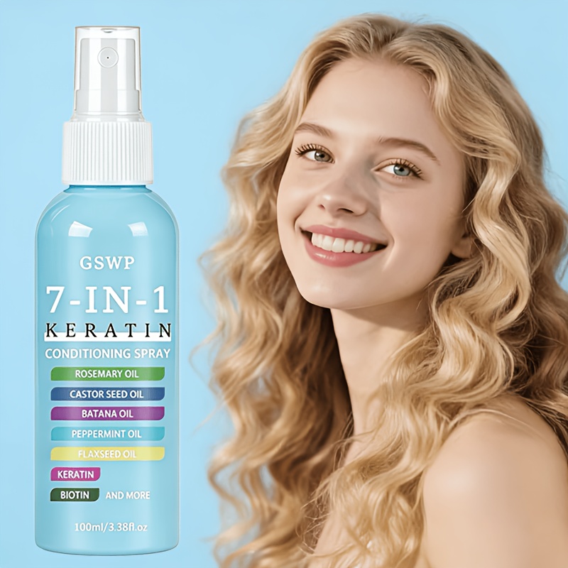 Hair Care Formulation - สเปรย์ดูแลเส้นผม GSWP 7-in-1 สูตรผสมเคราตินและส่วนผสมบำรุงอื่นๆ ช่วยเพิ่มความชุ่มชื้นและทำให้ผมเรียบลื่น 100มล./200มล.