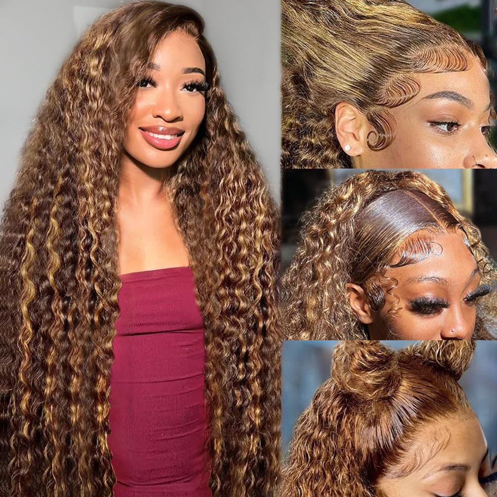 Lace Front Wig - วิกผมลูกไม้แบบโปร่งแสง HD ขนาด 36 นิ้ว ลอนคลื่นลึก