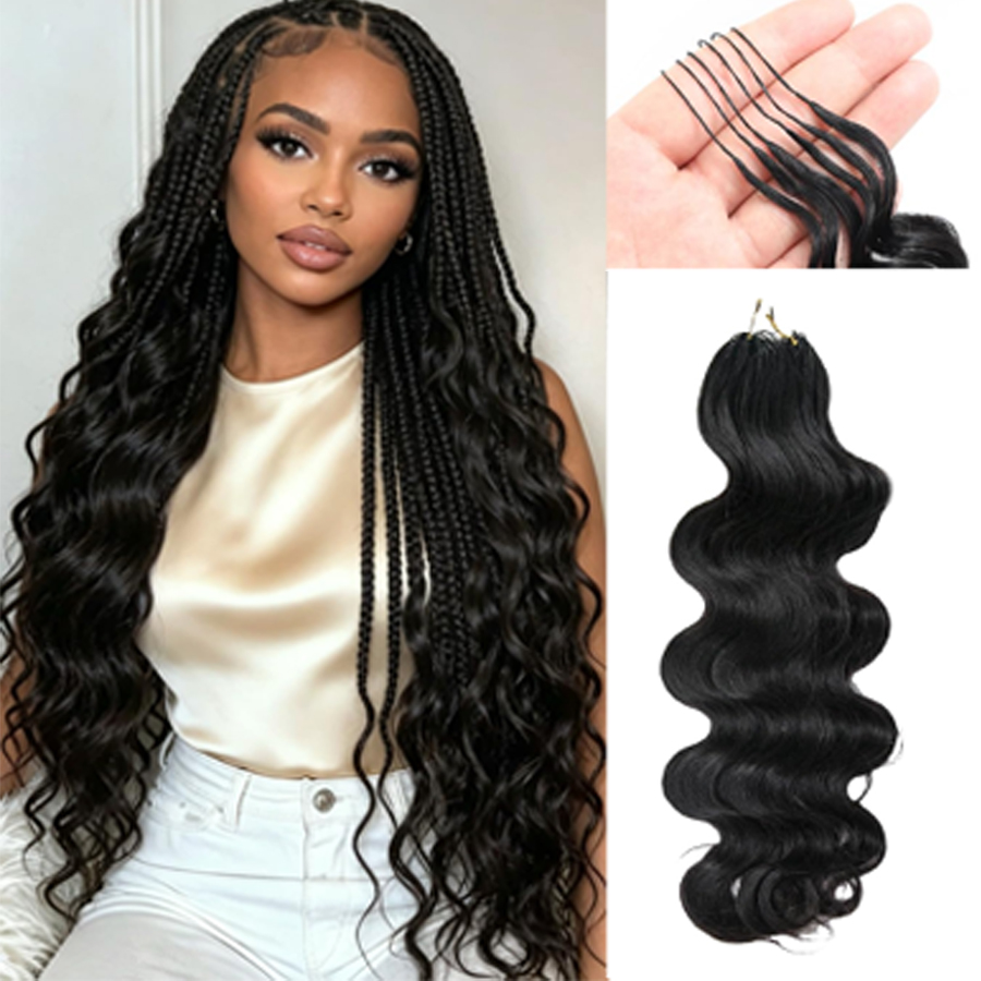 Hair Care Formulation - ผมต่อแบบโครเชต์ไร้ปม แยกช่อสำเร็จรูป 100% ผมแท้ แบบมิราเคิลน็อตส์ ทรงอินเดียนบอดี้เวฟ