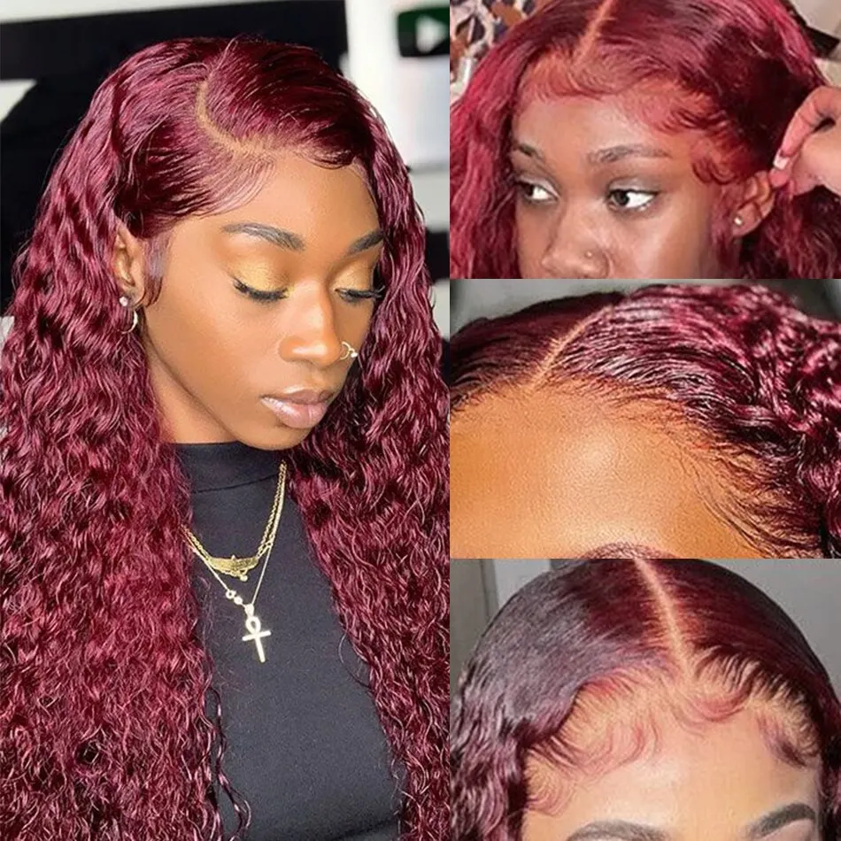 วิกผมแท้สีเบอร์กันดี 99J แบบลอ - Lace Front Wig บทวิจารณ์และราคา